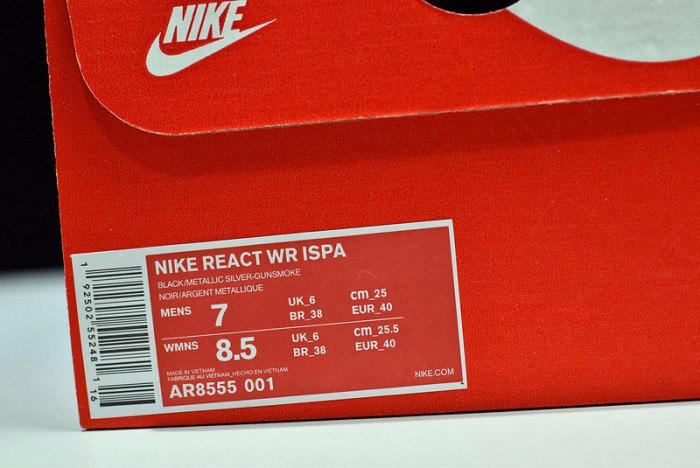 nike react wr ispa black grey ar8555-001