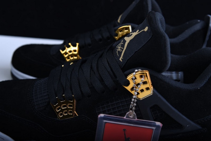 air jordan 4 “royalty” black/metallic gold-white mens 308497-032
