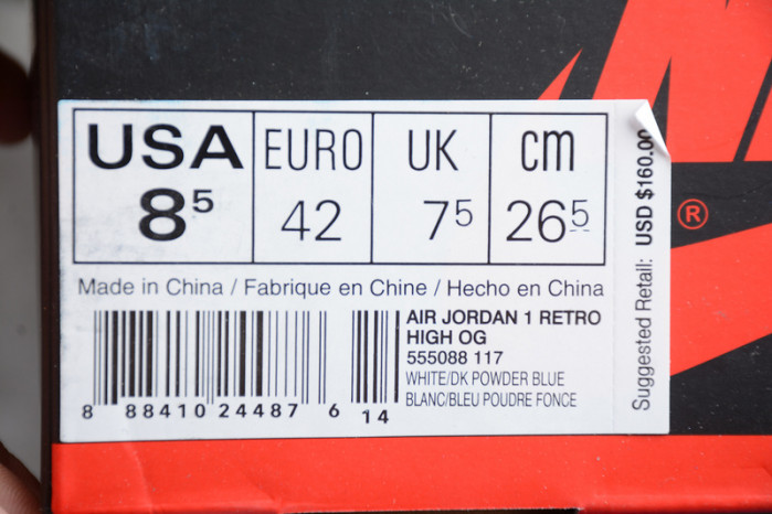 air jordan 1 retro high og unc 555088-117