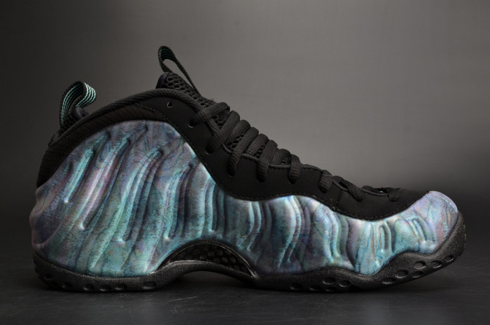 nike air foamposite one prm “abalone” black/aurora green mens 575420-009