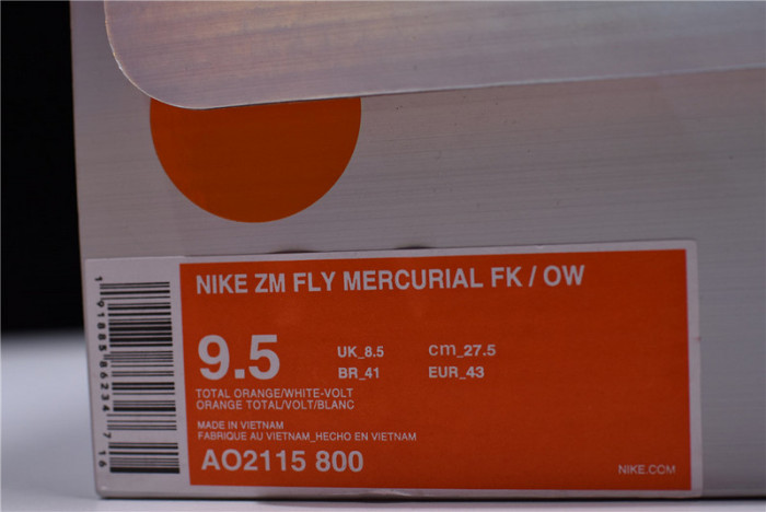 nike x ofw zoom fly mercurial flyknit total orange ao2115-800